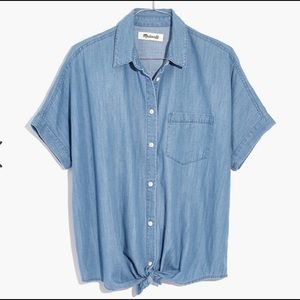 Madewell cropped tie-front denim shirt